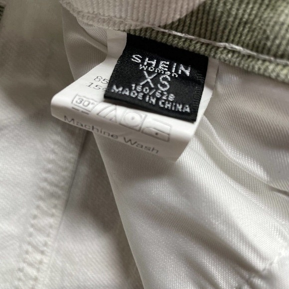 Shein Jeans High Waisted Zebra Striped Off White Green Straight Leg Denim XS NEW - Picture 8 of 14